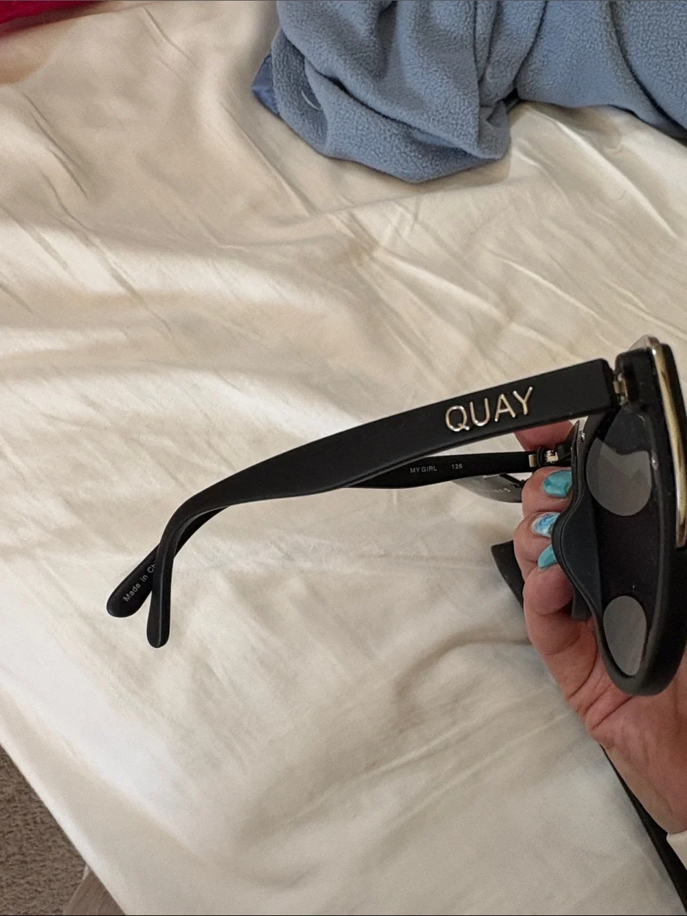 Quay Australia Black Cat-Eye Sunglasses with Silver Trim